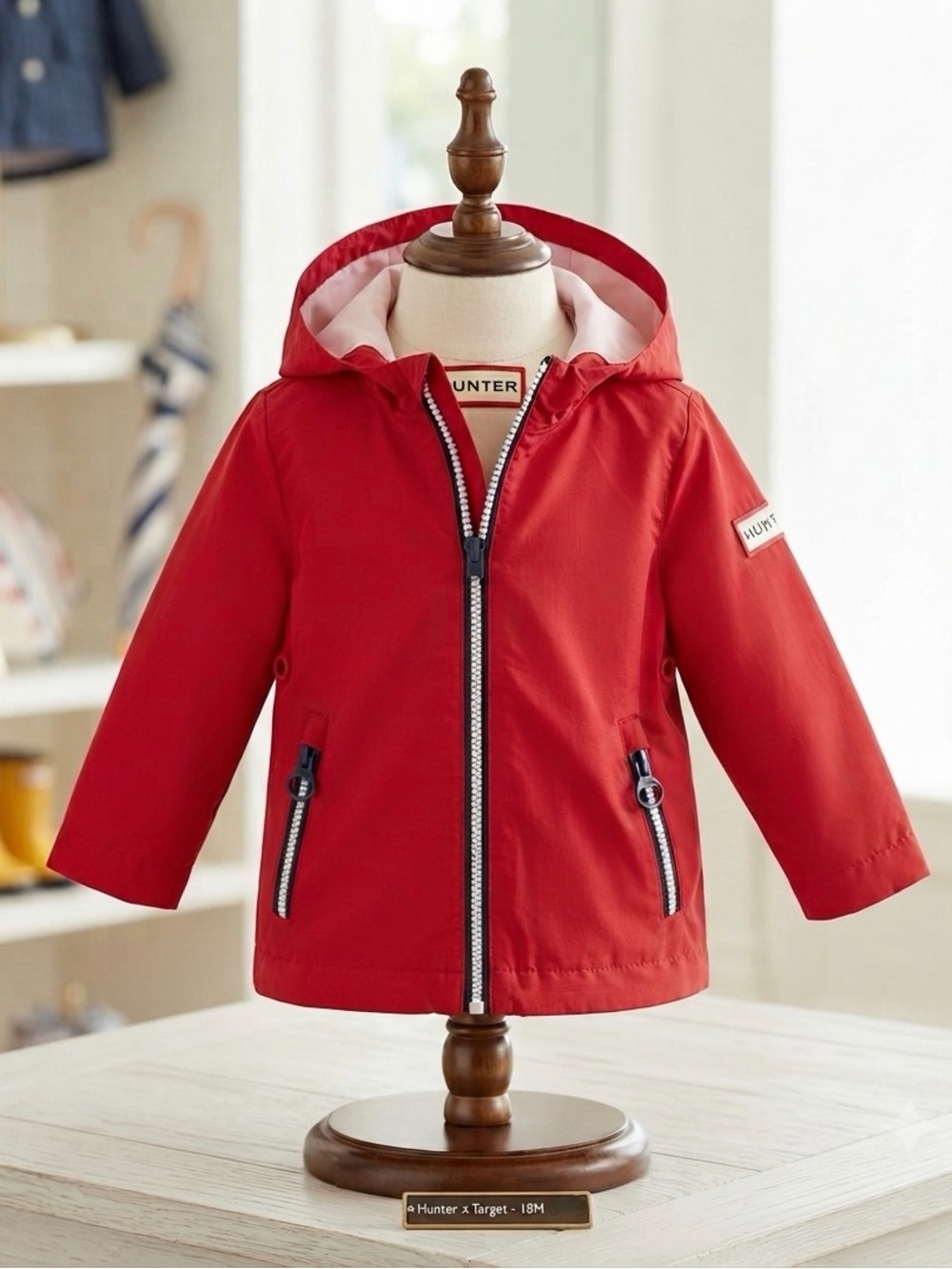 Hunter for Target Red Hooded Rain Jacket Windbreaker Coat Toddler Baby 18M
